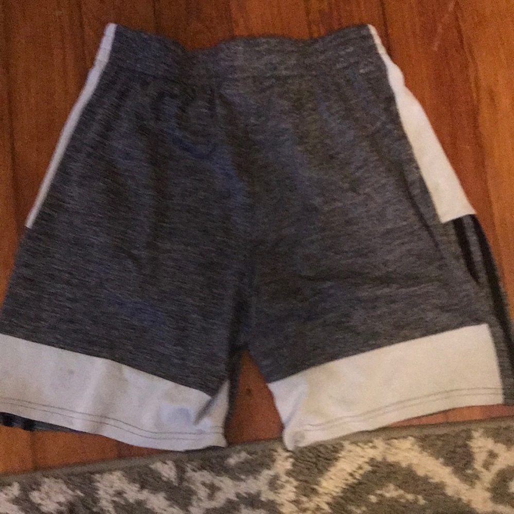 Adidas grey and white shorts